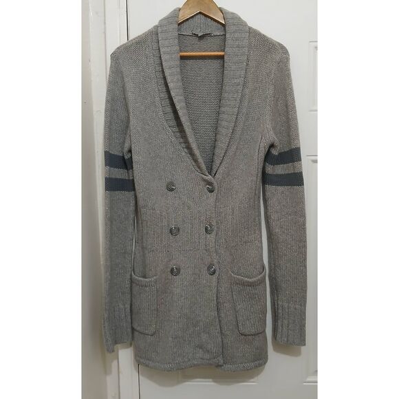 James perse women small shawl collar double Breasted sweater 100% cashmere gray - Picture 1 of 8